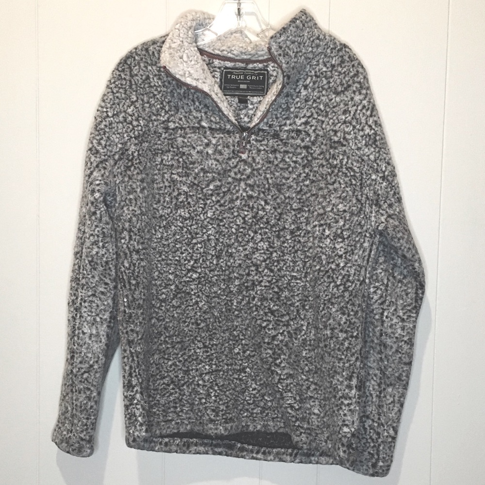 True Grit Charcoal Sherpa Pullover Jacket - Picture 2 of 4